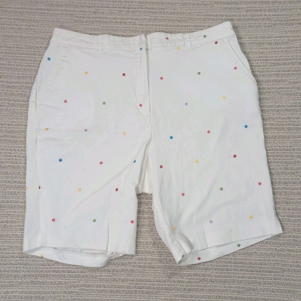 ​jm collection shorts 16 womens white rainbow embroidered confetti polka dot